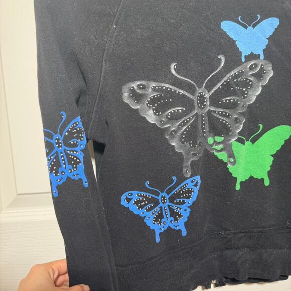 RARE Fairycore Y2k Bebe Bedazzled Butterfly Mock Neck Zip Up Jacket Sz XXS-XS - Picture 7 of 7